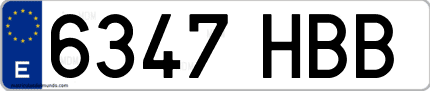 Ejemplo de matrícula de coche ordinaria 6347 HBB