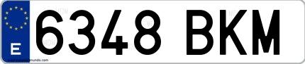 Ejemplo de matrícula española 6348 BKM
