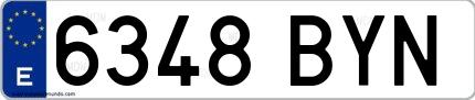 Ejemplo de matrícula española 6348 BYN