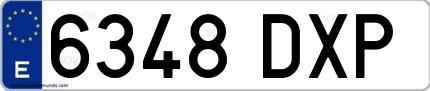 Ejemplo de matrícula española 6348 DXP