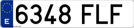 Ejemplo de matrícula de coche ordinaria 6348 FLF
