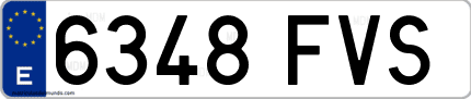 Ejemplo de matrícula de coche ordinaria 6348 FVS
