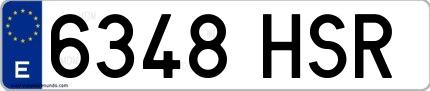 Ejemplo de matrícula española 6348 HSR