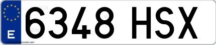 Ejemplo de matrícula española 6348 HSX