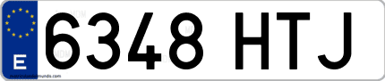 Ejemplo de matrícula de coche ordinaria 6348 HTJ