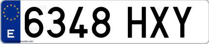 Ejemplo de matrícula española 6348 HXY