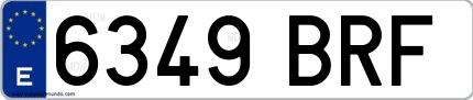 Ejemplo de matrícula española 6349 BRF