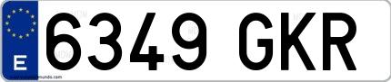 Ejemplo de matrícula española 6349 GKR