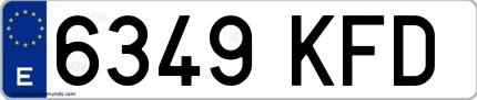 Ejemplo de matrícula española 6349 KFD