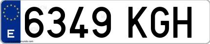 Ejemplo de matrícula de coche ordinaria 6349 KGH