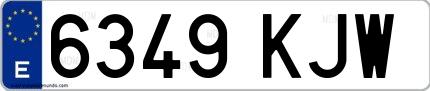 Ejemplo de matrícula española 6349 KJW