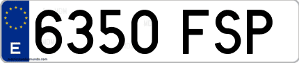 Ejemplo de matrícula de coche ordinaria 6350 FSP
