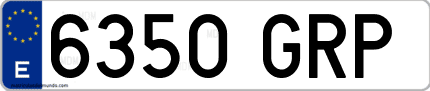 Ejemplo de matrícula de coche ordinaria 6350 GRP