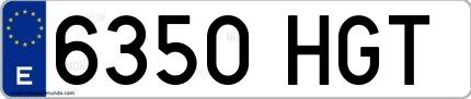 Ejemplo de matrícula española 6350 HGT