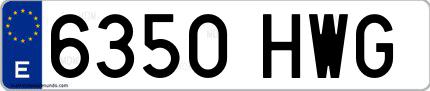 Ejemplo de matrícula española 6350 HWG