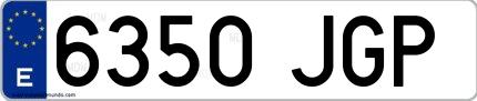 Ejemplo de matrícula española 6350 JGP