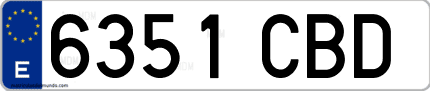 Ejemplo de matrícula de coche ordinaria 6351 CBD