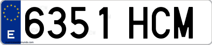 Ejemplo de matrícula de coche ordinaria 6351 HCM