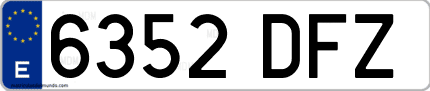 Ejemplo de matrícula de coche ordinaria 6352 DFZ