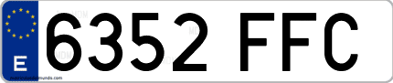 Ejemplo de matrícula de coche ordinaria 6352 FFC