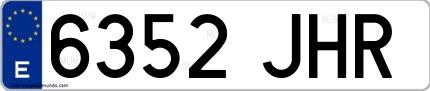 Ejemplo de matrícula española 6352 JHR