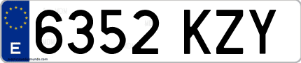 Ejemplo de matrícula de coche ordinaria 6352 KZY