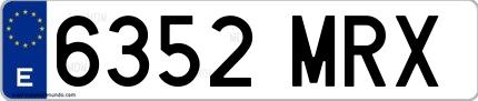 Ejemplo de matrícula española 6352 MRX