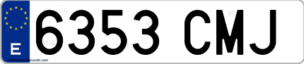 Ejemplo de matrícula de coche ordinaria 6353 CMJ