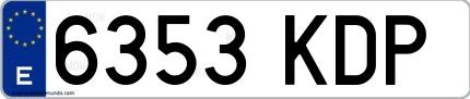 Ejemplo de matrícula española 6353 KDP