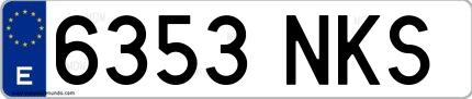 Ejemplo de matrícula española 6353 NKS