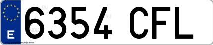 Ejemplo de matrícula española 6354 CFL