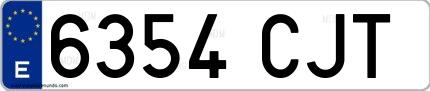 Ejemplo de matrícula española 6354 CJT