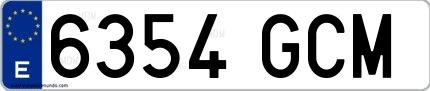 Ejemplo de matrícula española 6354 GCM