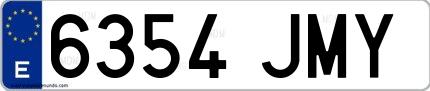 Ejemplo de matrícula española 6354 JMY