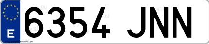 Ejemplo de matrícula española 6354 JNN