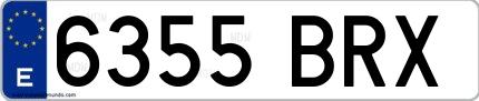 Ejemplo de matrícula española 6355 BRX