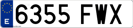 Ejemplo de matrícula de coche ordinaria 6355 FWX