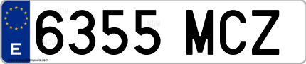 Ejemplo de matrícula de coche ordinaria 6355 MCZ