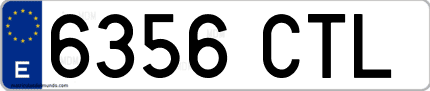 Ejemplo de matrícula de coche ordinaria 6356 CTL