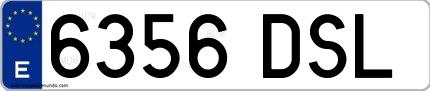 Ejemplo de matrícula española 6356 DSL