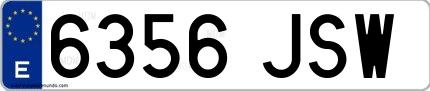Ejemplo de matrícula española 6356 JSW