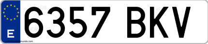 Ejemplo de matrícula de coche ordinaria 6357 BKV