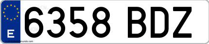 Ejemplo de matrícula española 6358 BDZ