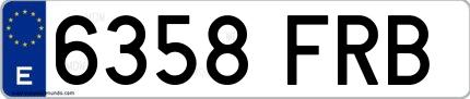 Ejemplo de matrícula española 6358 FRB