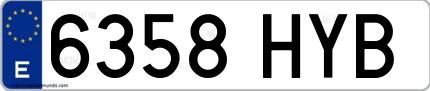 Ejemplo de matrícula española 6358 HYB