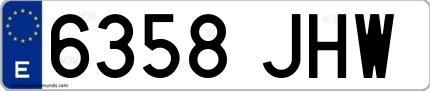 Ejemplo de matrícula de coche ordinaria 6358 JHW