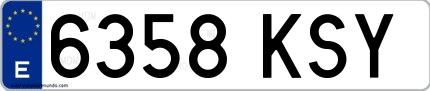Ejemplo de matrícula española 6358 KSY