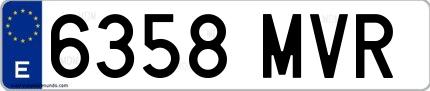 Ejemplo de matrícula española 6358 MVR