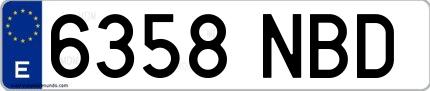 Ejemplo de matrícula española 6358 NBD