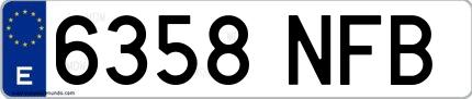Ejemplo de matrícula española 6358 NFB